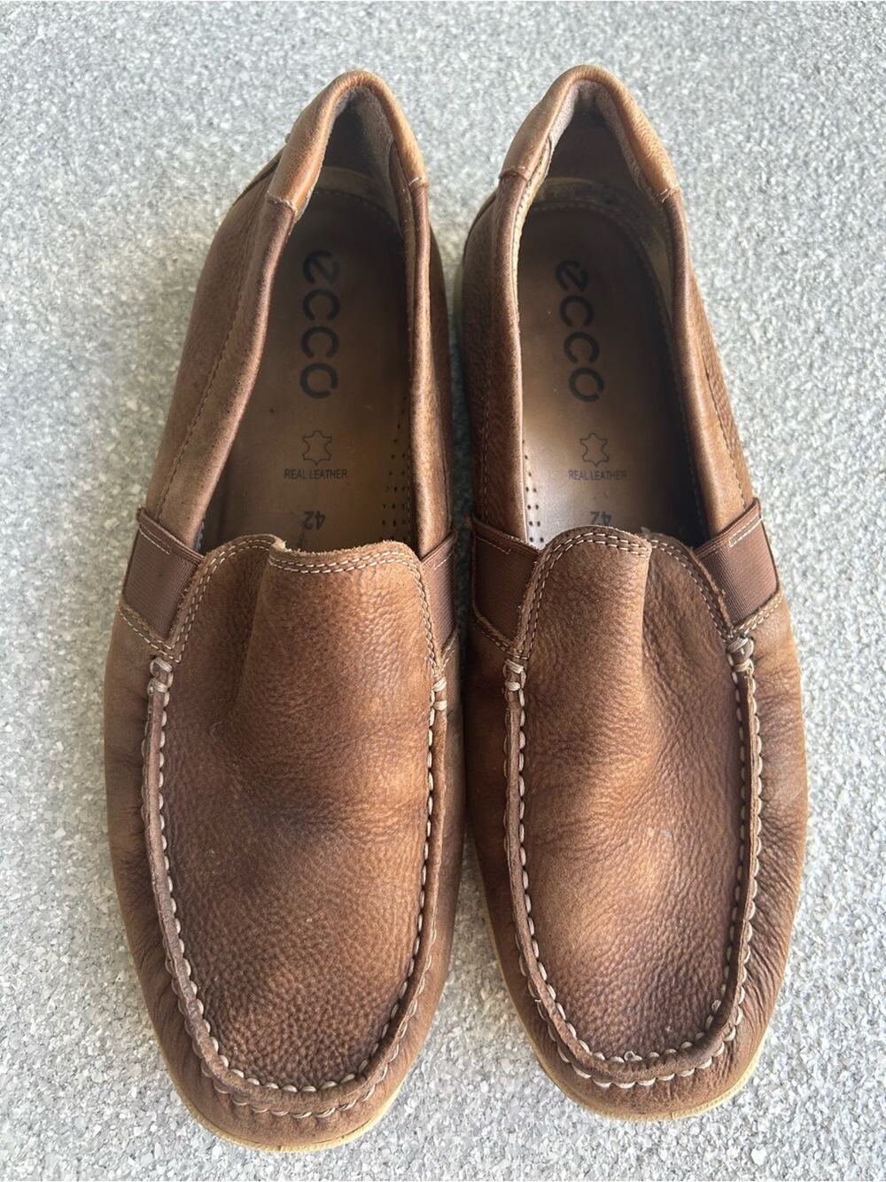 ECCO Men’s Brown Leather Slip-On Loafers Size 42 / US 8-8.5
